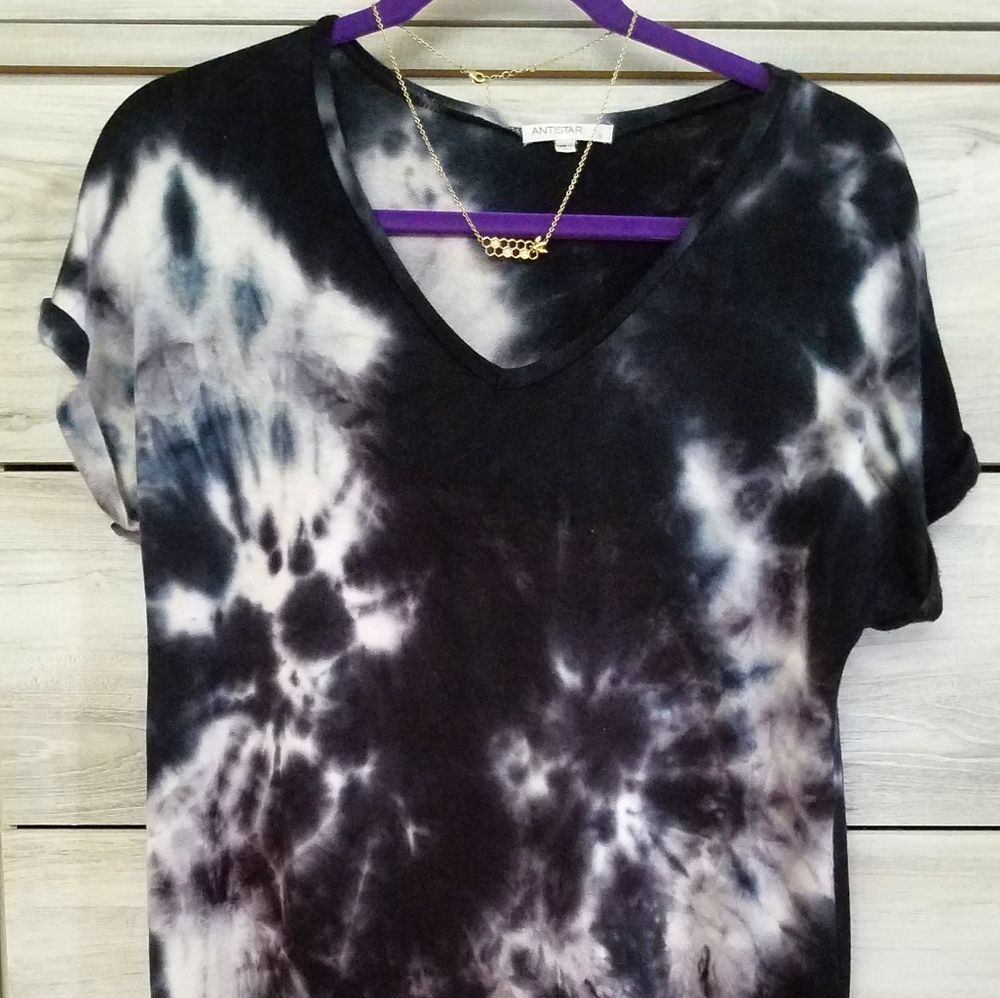 Anistar S/S Navy/Black/White Tie-Dye Shirt Dress
